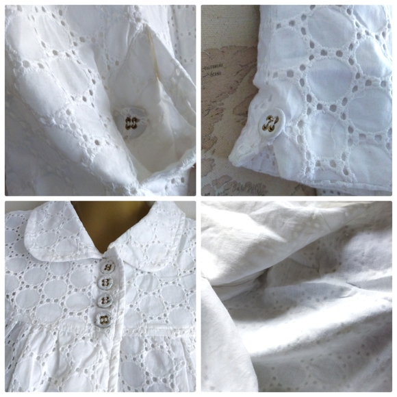 NWOT Open Front Cotton Eyelet Blouse, Size S - Picture 3 of 5